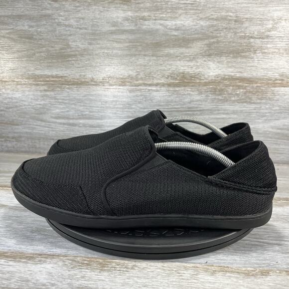 OluKai Men's Nohea Mesh Black Mesh Slip On Boat Shoes Size 12 - Picture 1 of 9